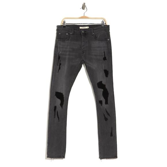 Strivers Row Tupelo Distressed Jeans Black Destroyed Knees - Picture 1 of 11